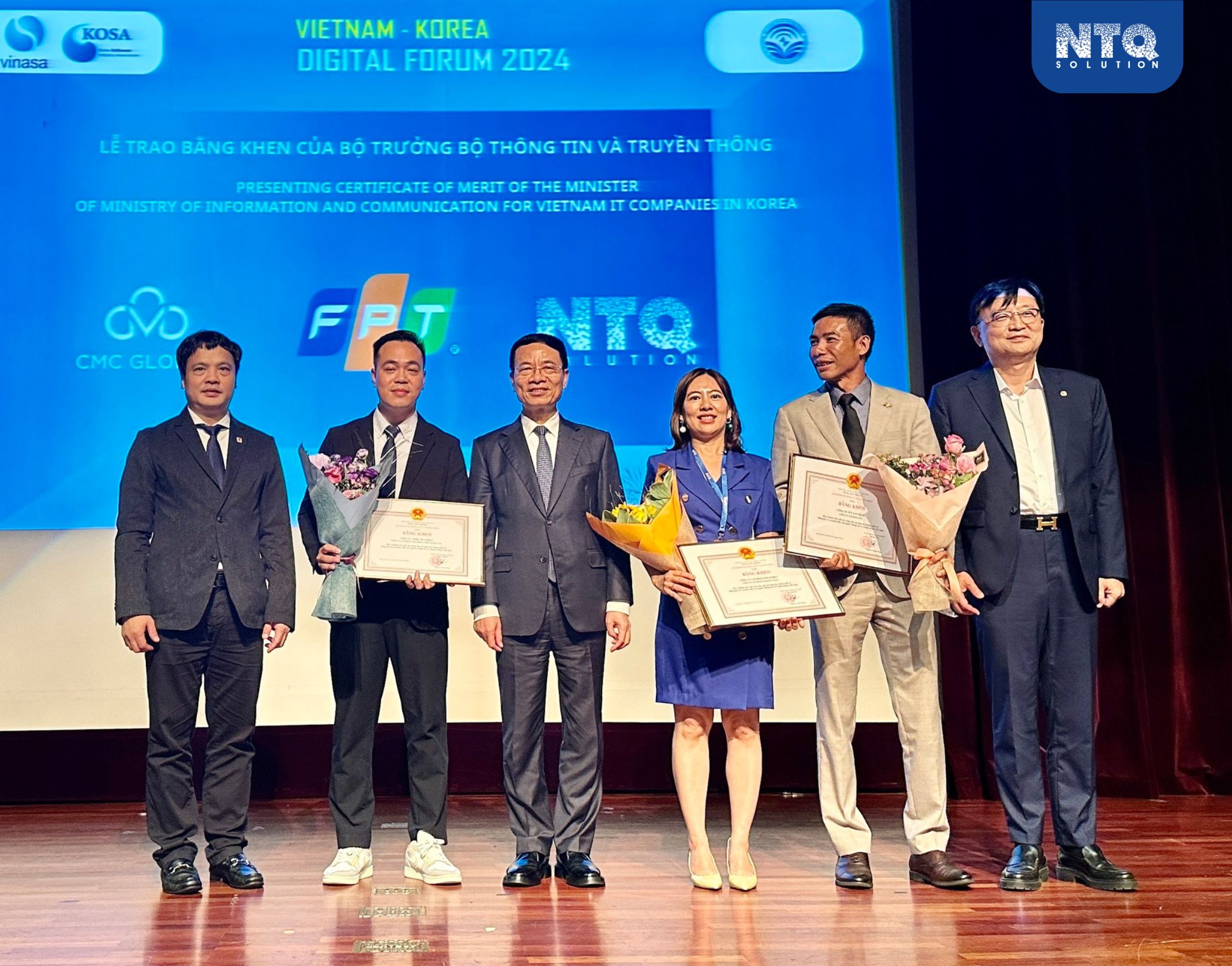 Mrs. Won Chan Mi (3rd from Right to the Left) received the Merit Certification from the Minister