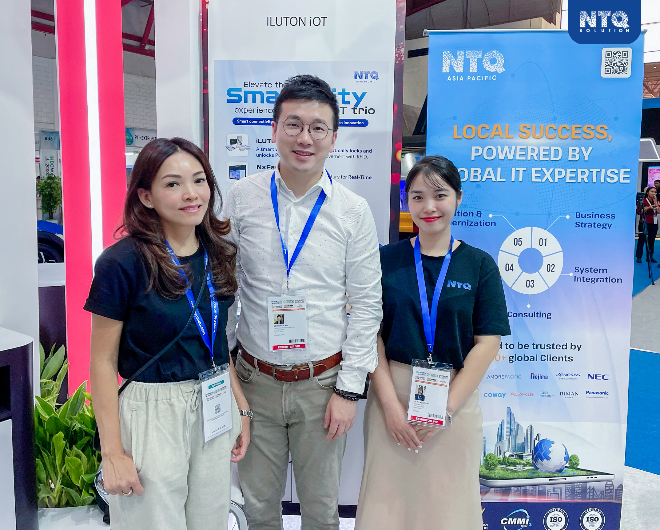 Representatives of NTQ APAC at the exhibition booth 